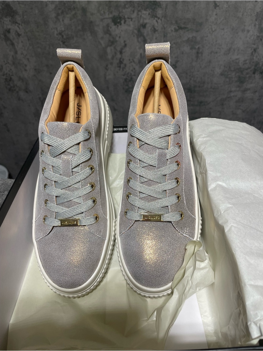 Women's Metallic Bronze Lace-Up Platform Sneakers